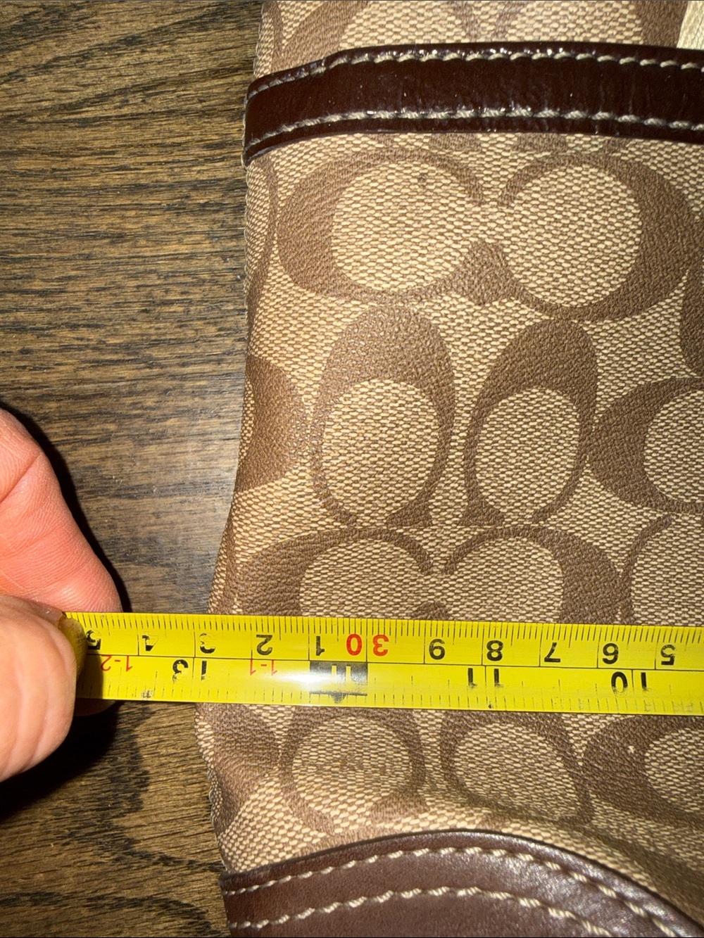 Coach Brown Signature Canvas Tote with Red Logo Accent - Picture 14 of 16
